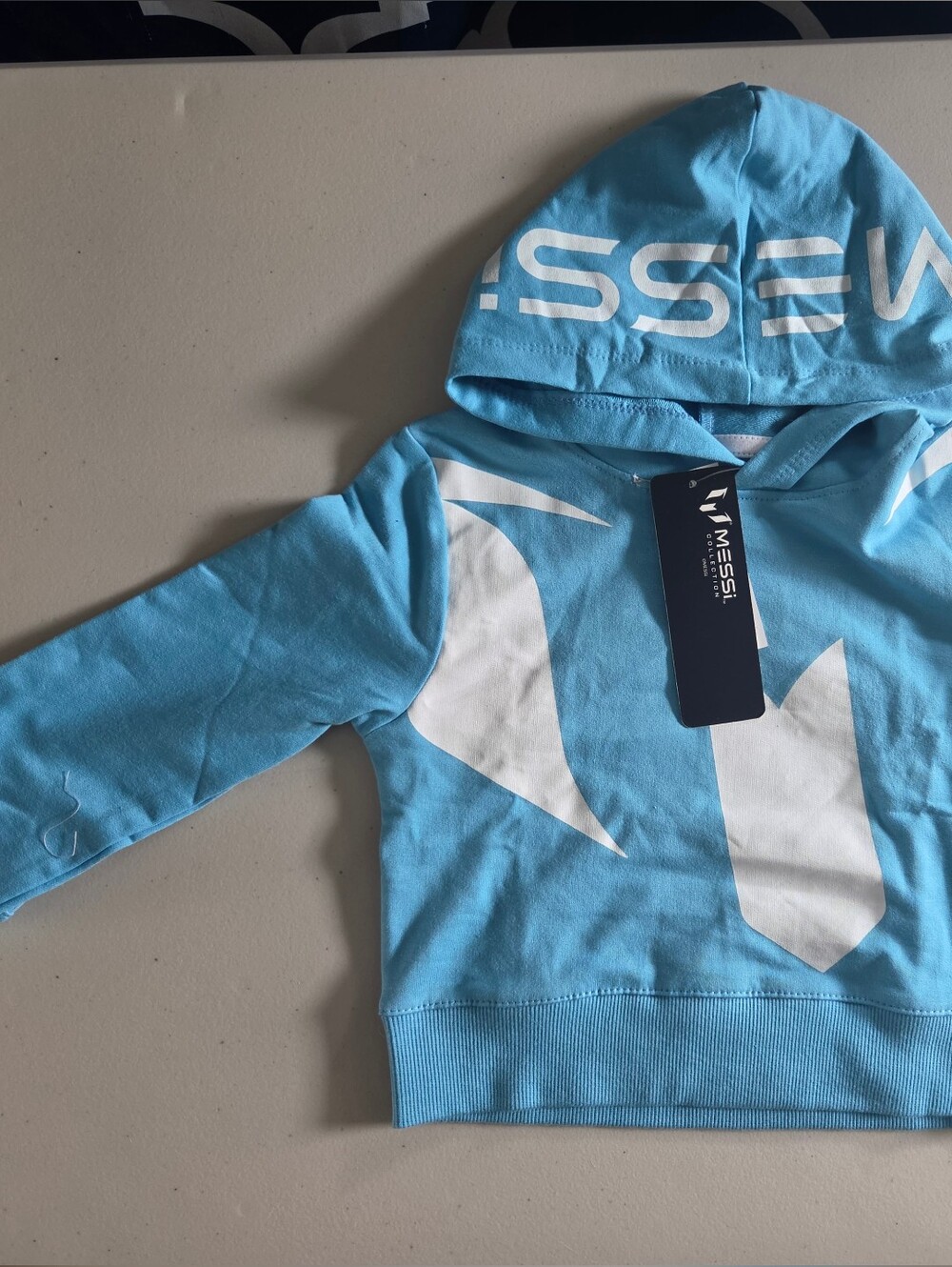 Blue Kids MESSI Hoodie with White Graphic